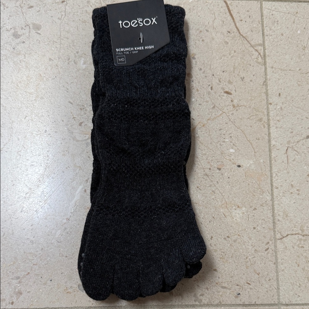 ToeSox Dark Gray Scrunch Knee High Socks